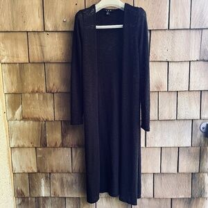 U2B Black long Cardigan High Side Slit Open Front Size L